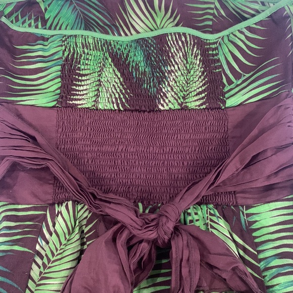 Pretty Free People Dress Palm Leaves Size 2 strapless summer petite tropical - Picture 7 of 10